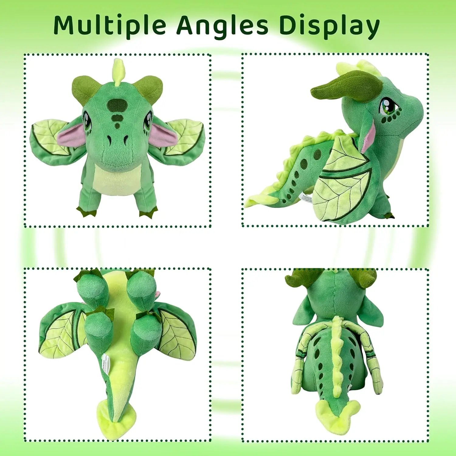 Peluche Dragon Wings of Fire Peluche morbido Simpatico compagno verde Decor Regalo speciale per bambini Ragazzi Ragazze dai 3 anni in su