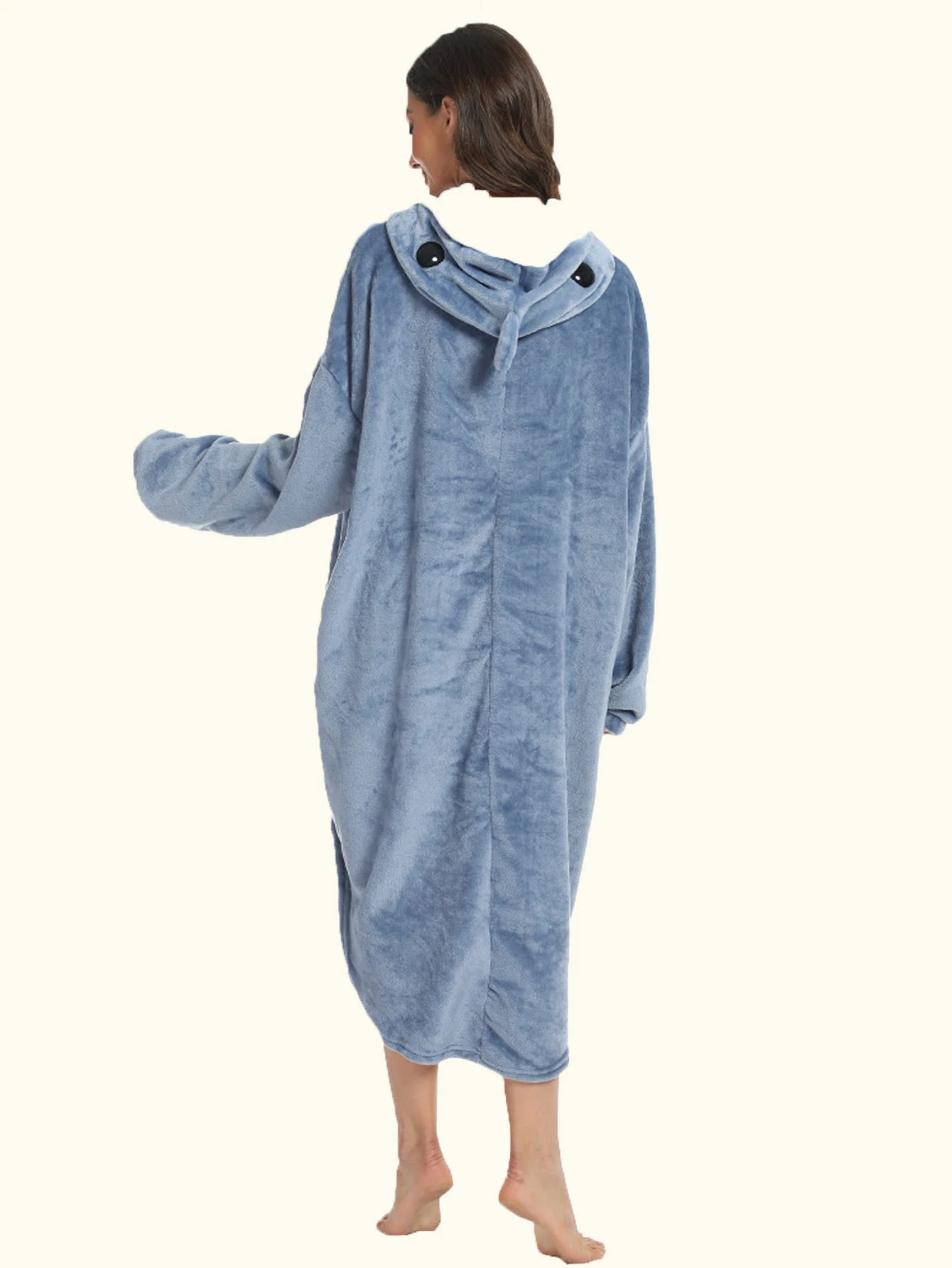 Blue Shark Hooded Loungewear Reversible Flannel Soft And Comfortable Hoodie