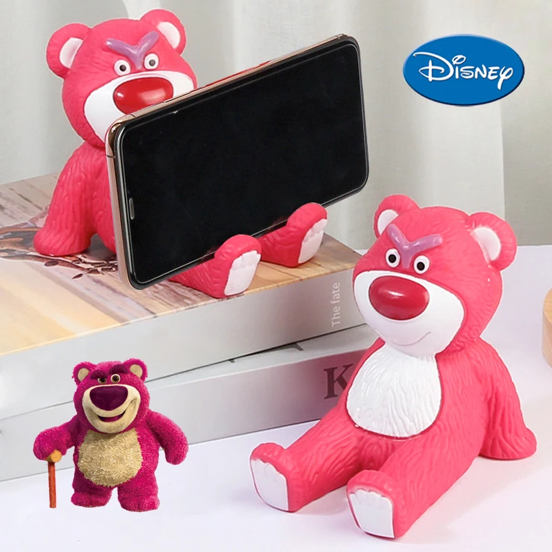 Disney Lotso Mobile Phone Stand Cartoon Statue Multifunctional Rack Strawberry bear Desktop Decoration Phone Holder Kids Gifts