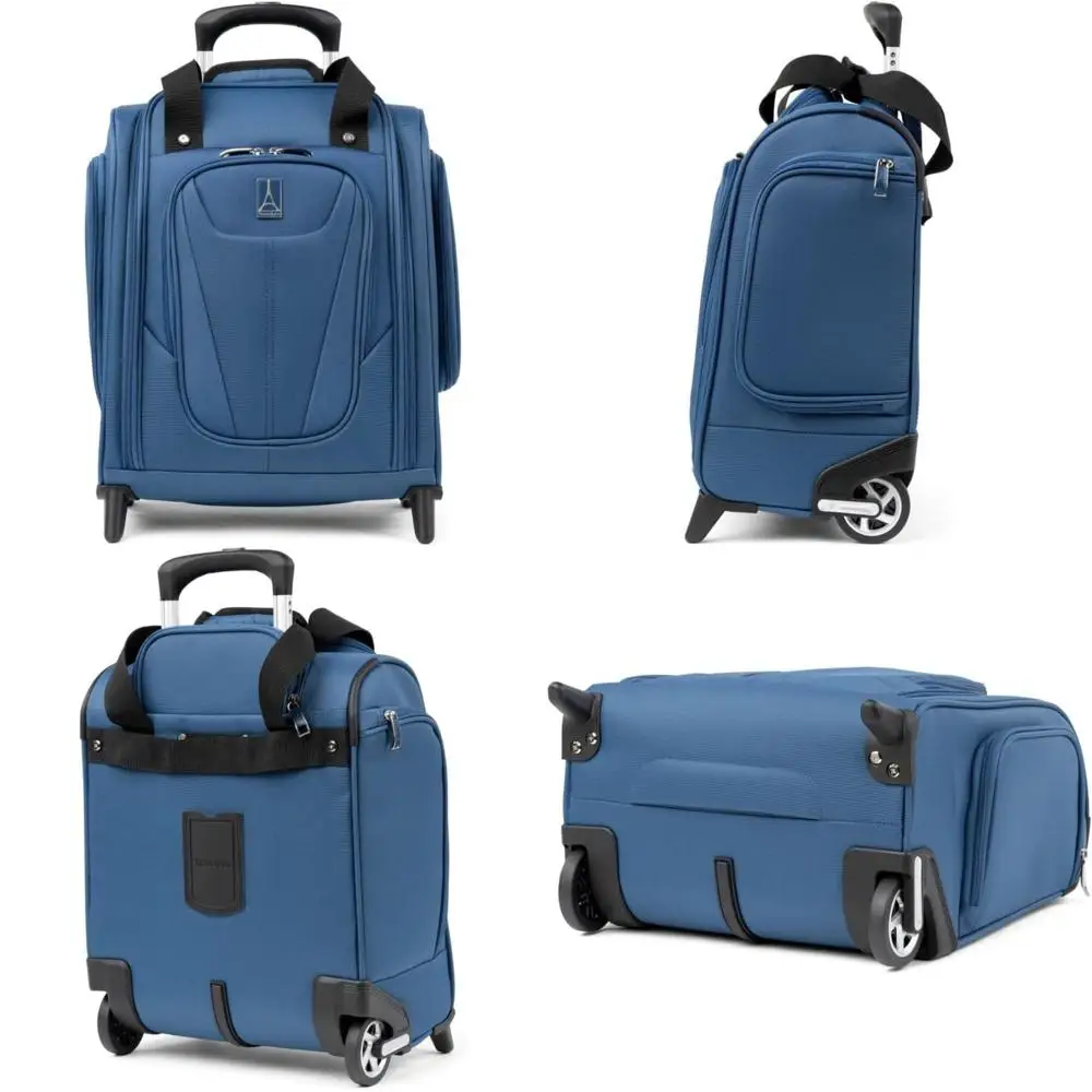 

softside lightweight rolling underseat compact carry-on upright 2-wheel bag for men and women, ensign blue