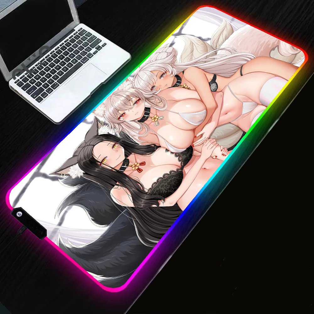 

Azur Lane Sexy Anime Girl Big Tits Big Ass Busty Beauty RGB Gaming Mousepad LED Keyboard Mat Rubber Non-slip Thickening Tablemat