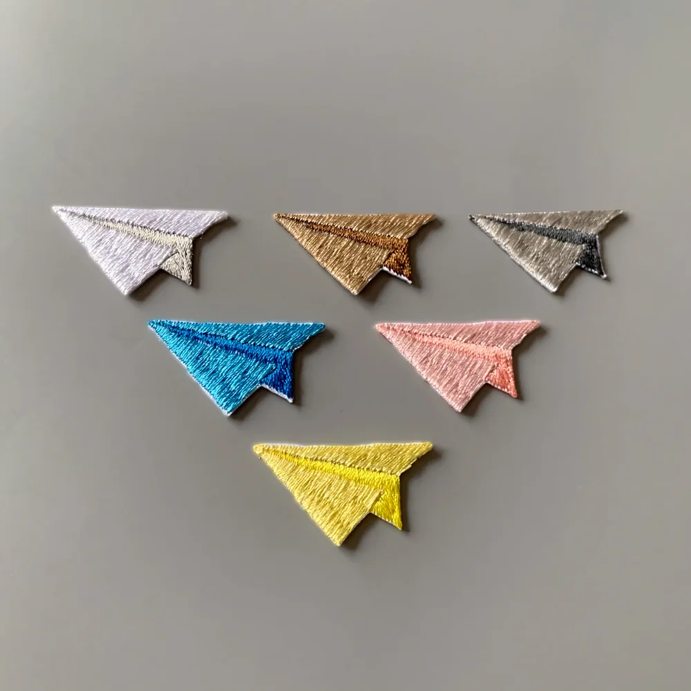 Paper Airplane Embroidery Self-adhesive Patches For Clothing Parches Para Coser Applique On Phone Case Bag DIY Handmade Jewelry