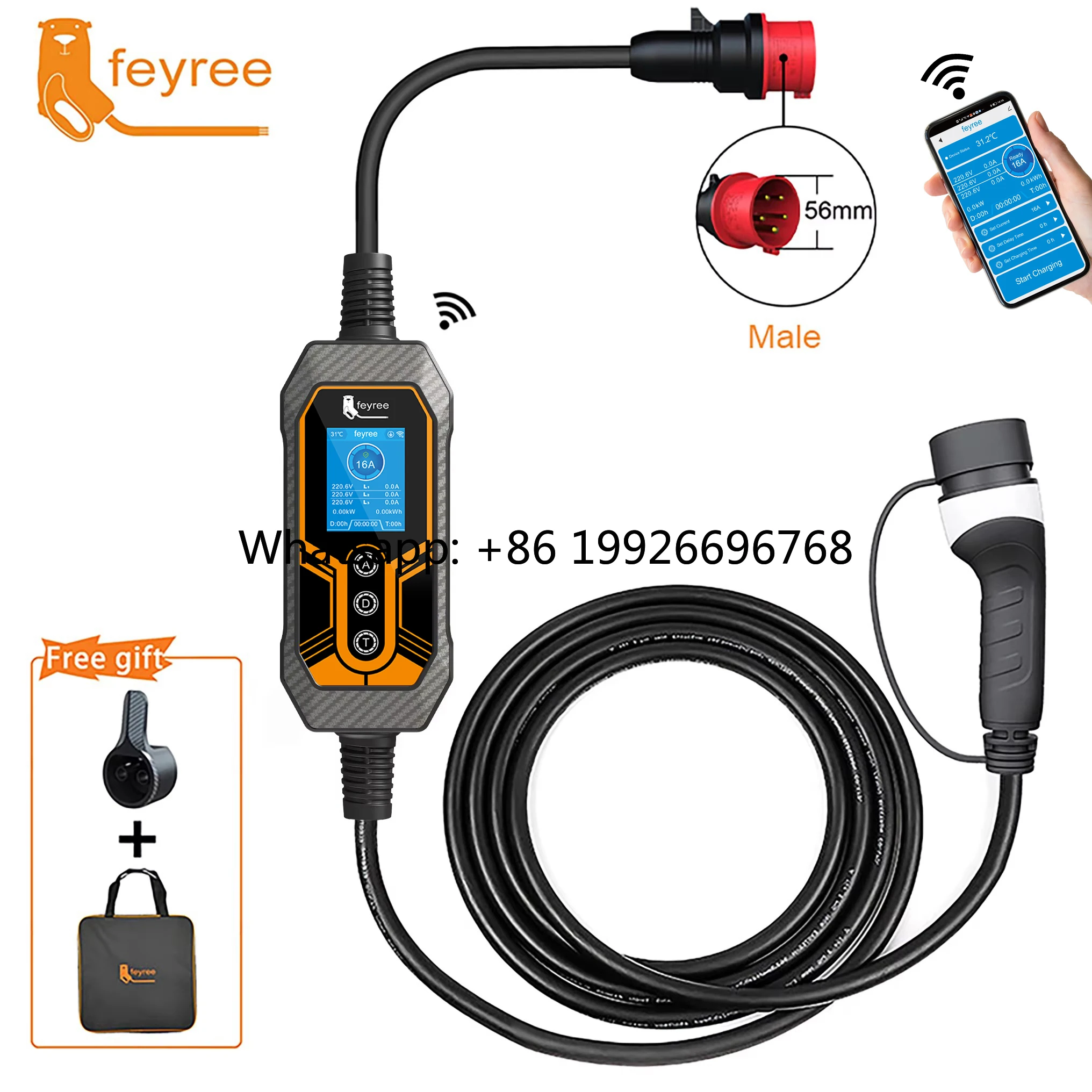 

Зарядное устройство Feyree 16A EVSE 380V 11кВт, Тип 2 IEC 62196-2, быстрое зарядное устройство переменного тока для электромобилей, 3-фазная зарядная станция для нескольких электромобилей