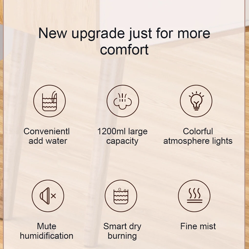 Nawilżacz powietrza 1200ml, wytwornica chłodnej mgiełki, lampka nocna, mini dyfuzor zapachowy do sypialni, salonu, zielony, pojedyncza dysza