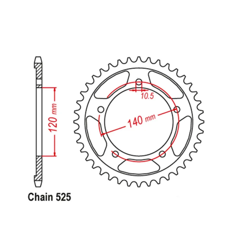 OZOEMPT 525-43T Motorcycle Rear Sprocket Apply to 865 Bonneville Steve Mc Queen Edition,Newchurch Special,T100 Spirit Special