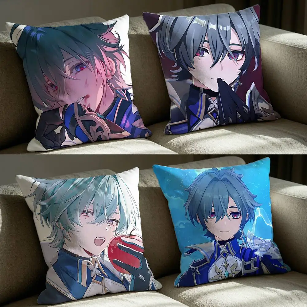 Cunning Hare L-Lohen Genshin  Square Sofa Pillow Cover Solid Color Living Room Home Decor Cushion Case