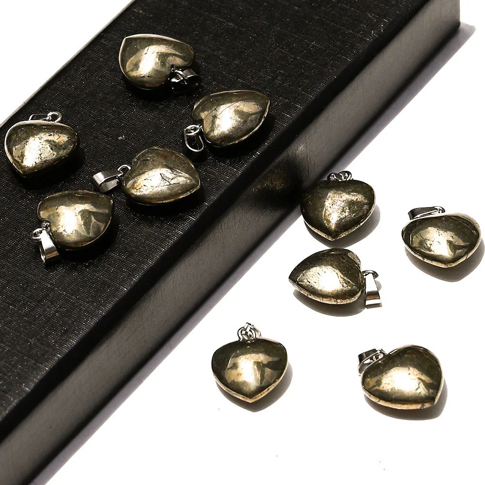 1 Stück natürliches Pyrit-Herz, gelbes Eisen, Mineralprobe, Fool's Gold für DIY-Schmuck, Fengshui-Geschenke – Detail 5