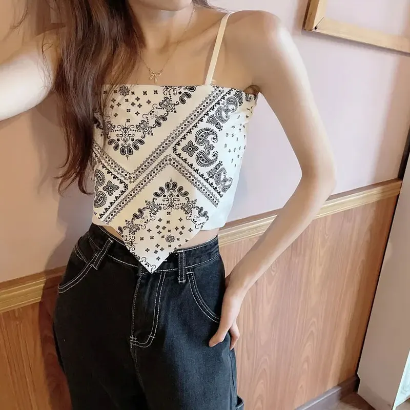 

Floral Tube Crop Tops French Wood Ear-hem Camisole Women's Breathable Tank Tops Sleeveless Vest Blouse Basic Plain Camisole
