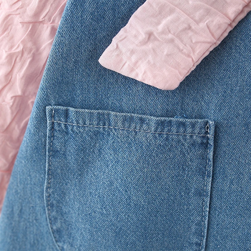 Robe de princesse en denim à manches longues pour filles, vêtements pour bébés, tenue pour enfants, nœud, mode coréenne, nouveau, printemps,