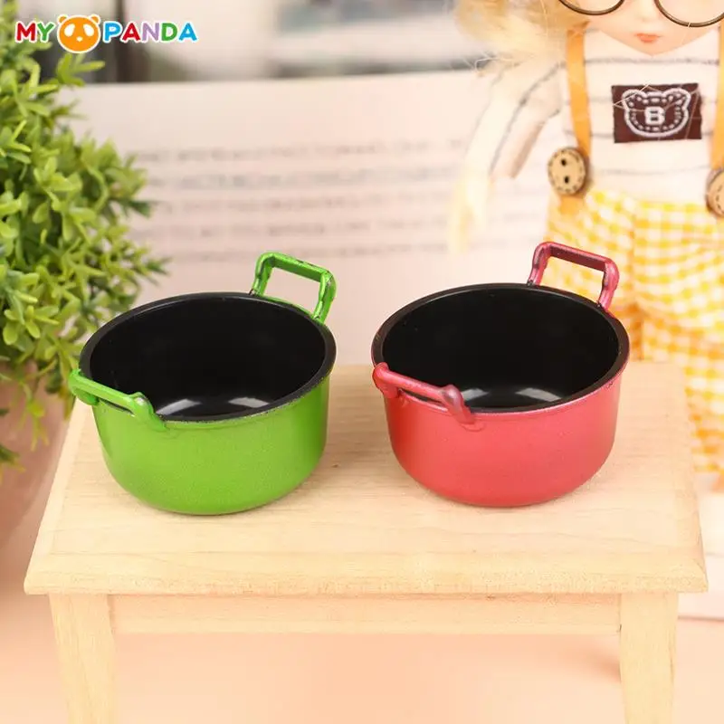 1/12 Dollhouse Simulation Soup Pot Model Dollhouse Miniature Kitchen Cooking Pot Saucepan Decoration Dolls House Accessories