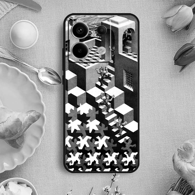 Escher Staircases Phone Case For Redmi Note 13 9 10 11 12 Pro Plus 10S 11S 12S Redmi 12 9C 10C 12C 13C Cover