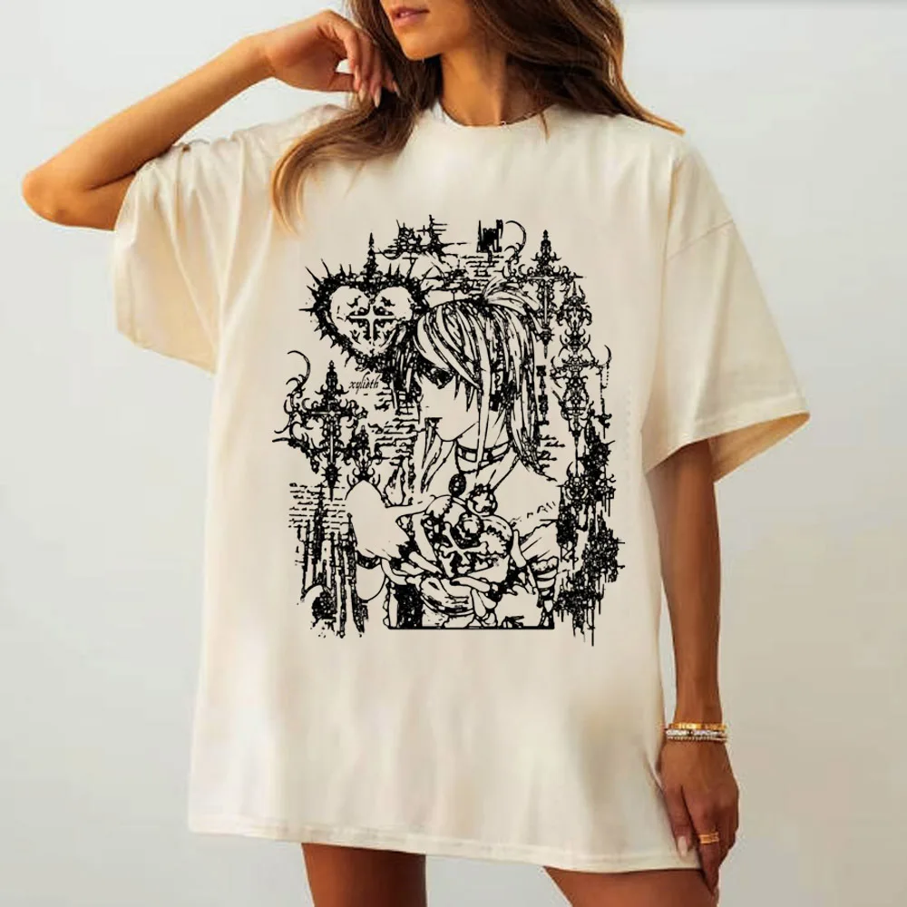 Death Note t shirt women Pastel Vintage aesthetic hip hop harajuku  2000s tshirt Pop Culture korean clothes hip hop streetwear