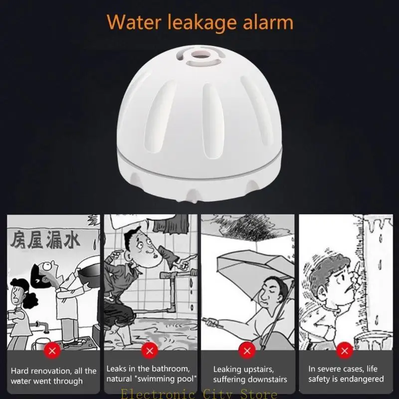 Detector fuga agua para salas lavandería baño sótano detector agua IP65 Detector fuga desbordamiento