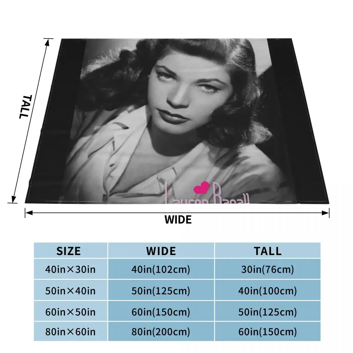 Lauren Bacall Throw Blanket Comforter valentine gift ideas Blankets