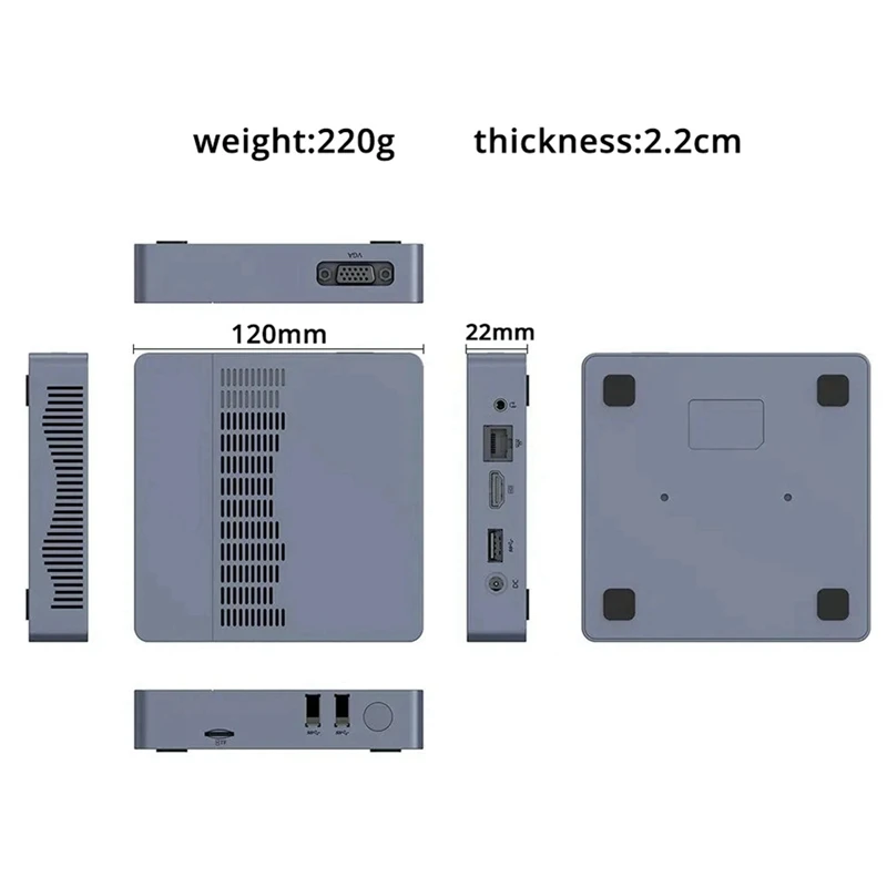 Mini PC M2 Air pour CPU N4000 Win11, 6 Go de RAM, 128 Go, Dean Touriste-Band, WiFi, VGA, Ordinateur Portable, BTéclairé