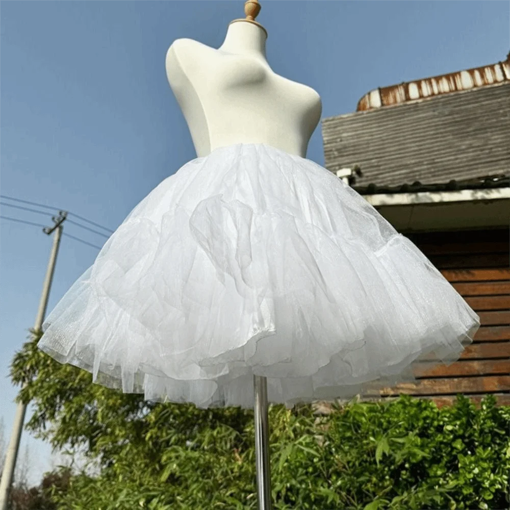 Boneless Design Lolita Petticoat 30/35/40/45cm Elastic Waist Crinoline Underskirt Soft Mesh White Color Tutu Puffy Skirt