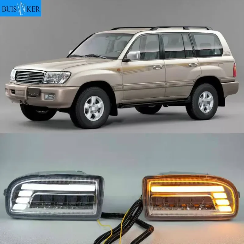 

A pair Modified front fog lamp For Toyota Land Cruiser Fj100 LED With Lens Front Bumper lamp Daytime Running Light