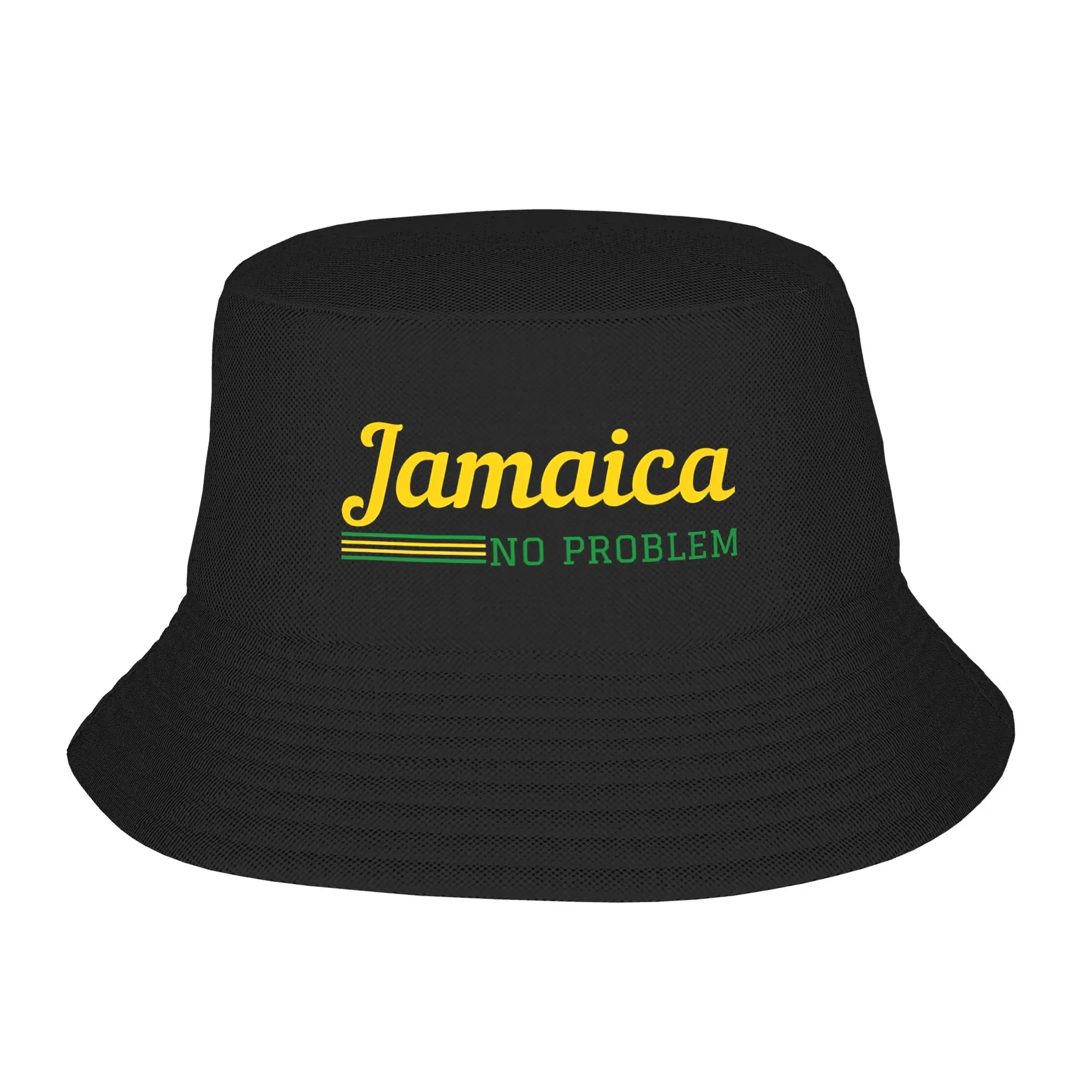 Kawaii Jamaica No Problem Jamaican Flag Colors Jamaica Souvenir  Bucket Hats For Teen Lightweight  Bob Hat Cap Travel Headwear
