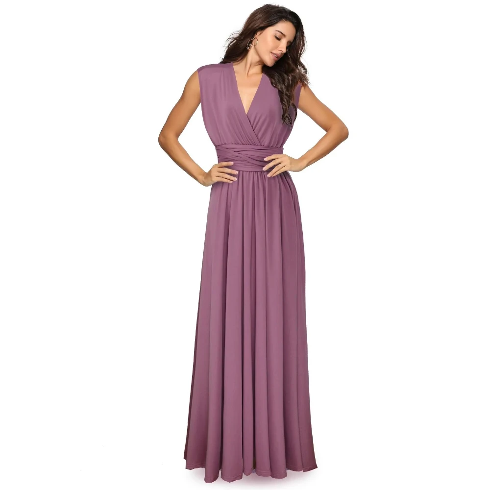 

Sexy Backless Bandage Long Bridesmaid Dresses Elegant Solid Color Maxi Length Prom Dress High Quality Party Gowns Customized