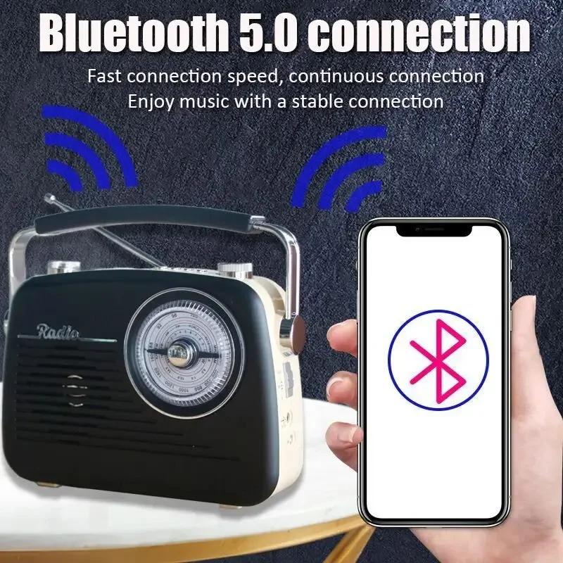 راديو FM وsw محمول عتيق ، مكبرات صوت متعددة الوظائف ، صوت ستيريو ثنائي القناة ، مشغل USB TF ، مشغل MP3 ، سماعة رأس بلوتوث تدعم TWS