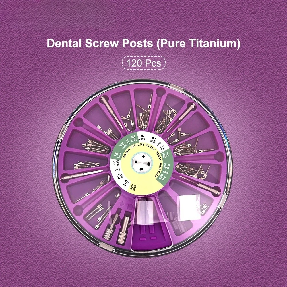 120Pcs Dental Screw Posts Pure Titanium Gold Plated Screw Post S/M/L Threaded Nail Teeth Fixed Tools Dentistry Materials