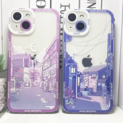 Pink Japanese Anime Aesthetic House Phone Case For iPhone 16 15 14 13 12 11 Pro Max Mini Plus Clear Soft Cover