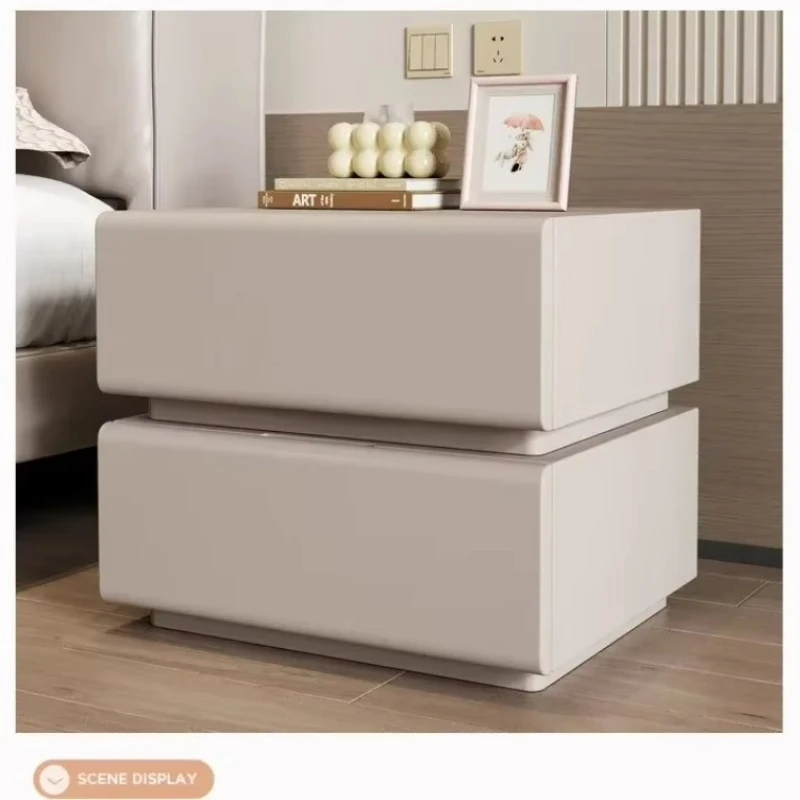 All solid wood painted bedside table free installation bedroom bedside storage cabinet sturdy and durable