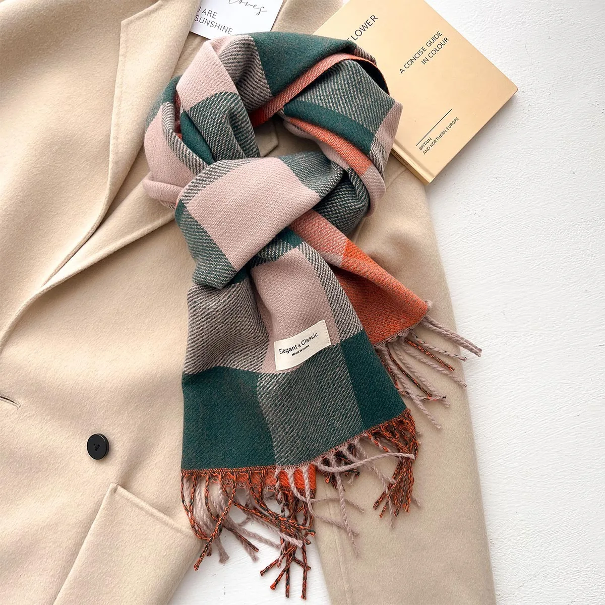 Luxury Winter Thick Warm Scarf Women Cashmere Shawl Plaid Wraps Pashmina Neckerchief Bufanda Female Long Tessel Blanket Echarpe