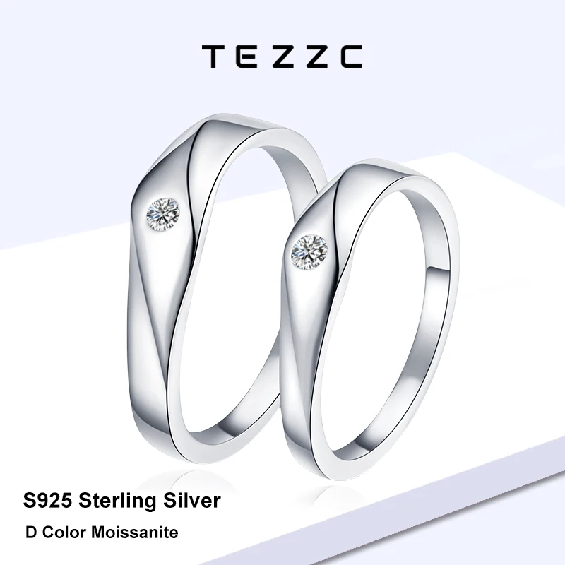 

Tezzc Couple Rings for Men Women 925 Sterling Silver High Quality Moissanite Ring for Wedding Ring Fine Jewelry Confession Gift
