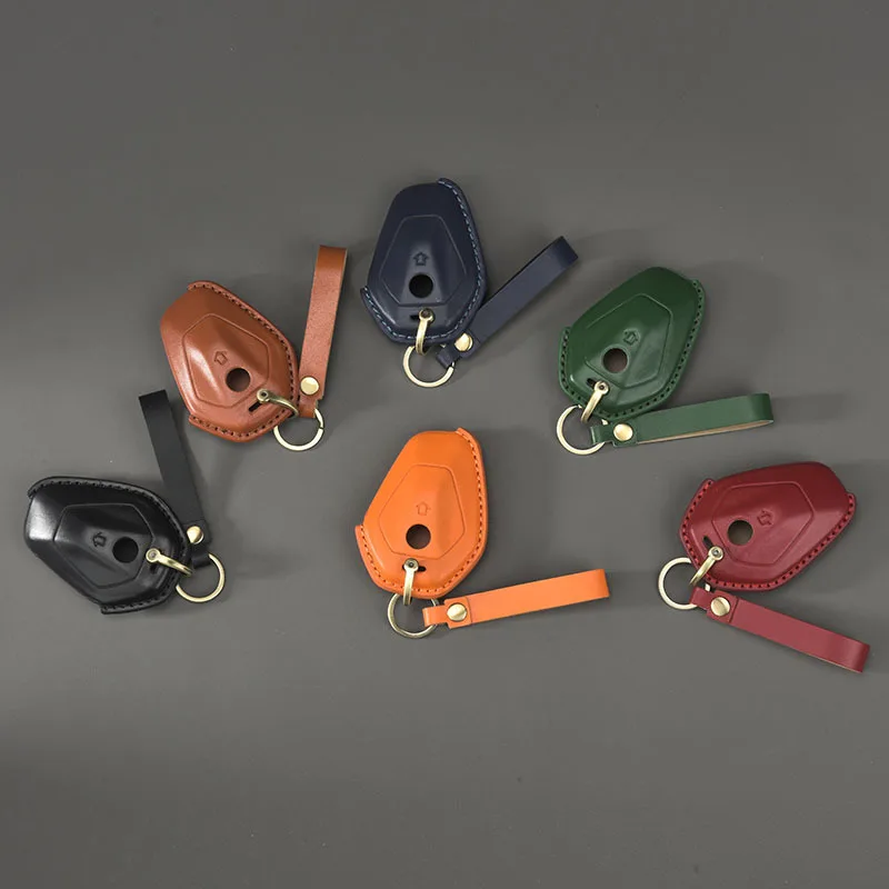 Handmade Premium Cowhide Leather Key Fob Cover For BMW R1300GS R1250GS R12 nineT Motorcycle Key Pouch Keychain view 5