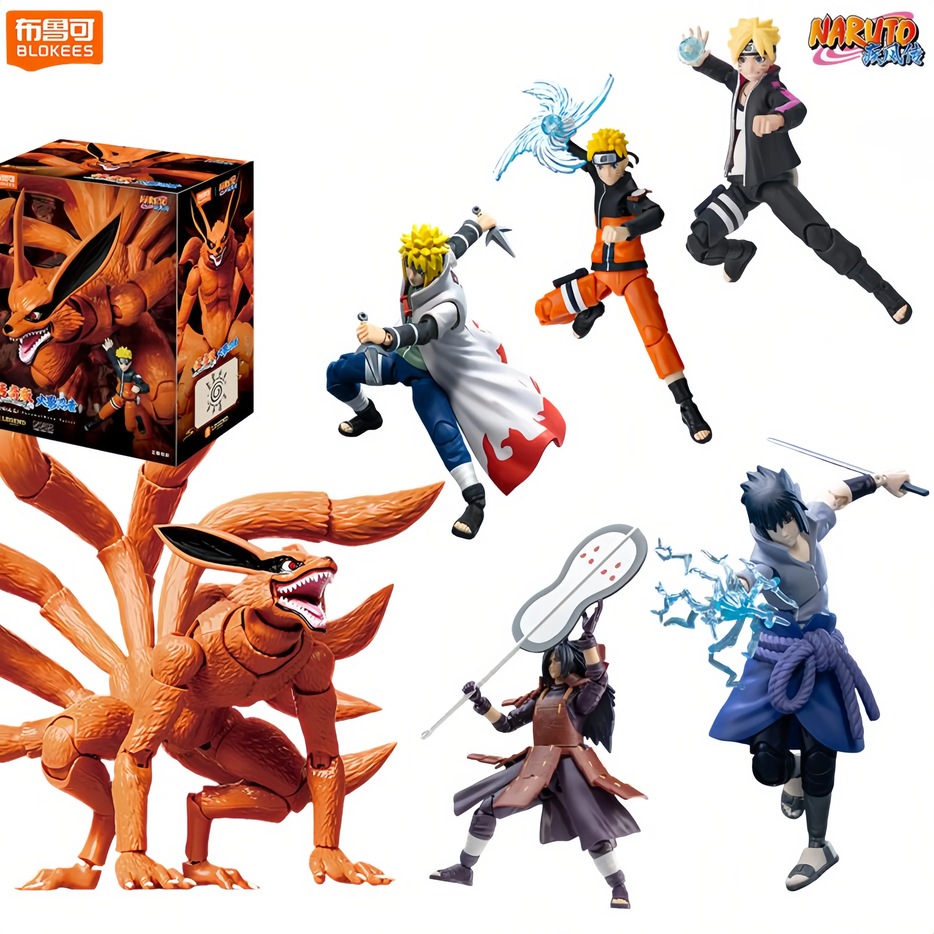 

Genuine Naruto Action Figures Naruto Uzumaki Kurama Sasuke Uchiha Minato Namikaze Assembly Model Champion Class Anime Toys Gift