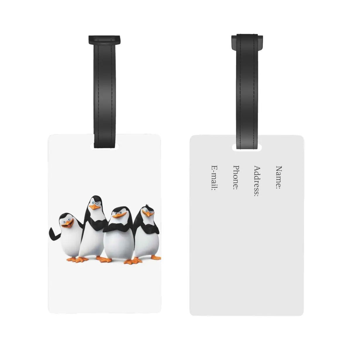 Pose pinguini del Madagascar etichette per bagagli accessori per valigie etichetta per imbarco bagagli da viaggio porta etichette portatile nome ID indirizzo