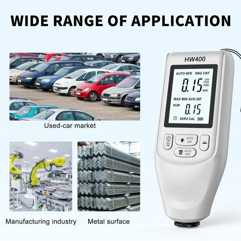Wyświetlacz LCD Miernik grubości powłoki samochodowej Najlepszy miernik cyfrowy do pomiaru grubości lakieru samochodowego Automatyczne wykrywanie