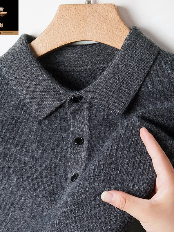 

Мужской вязаный свитер Thiened Camere с воротником, однотонный, теплый, повседневный, длинный рукав, осенняя одежда