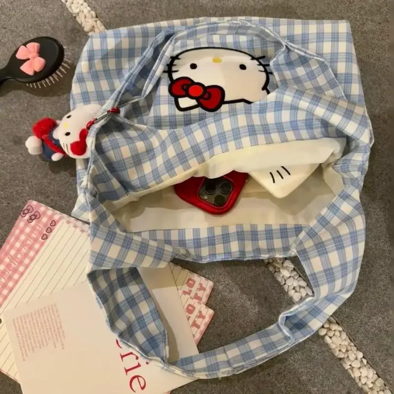 Borsa tote oversize Hello Kitty Borsa a tracolla Kawaii Borsa moda donna Borsa shopping da viaggio leggera impermeabile 2025 Vendita calda