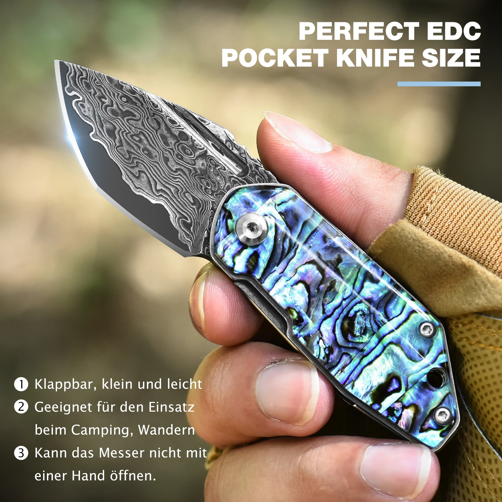 Small Damascus Folding Knife VG10 67 Layers Damascus Steel EDC Keychain Mini Pocket Knife outdoor fishing knife for Women Men