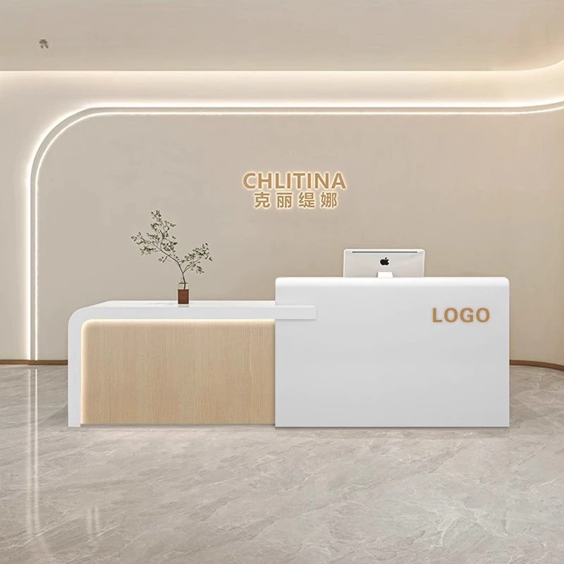 Beauty salon Bar table Clothing store checkout page Pet clinic consultation desk Curved paint company reception desk
