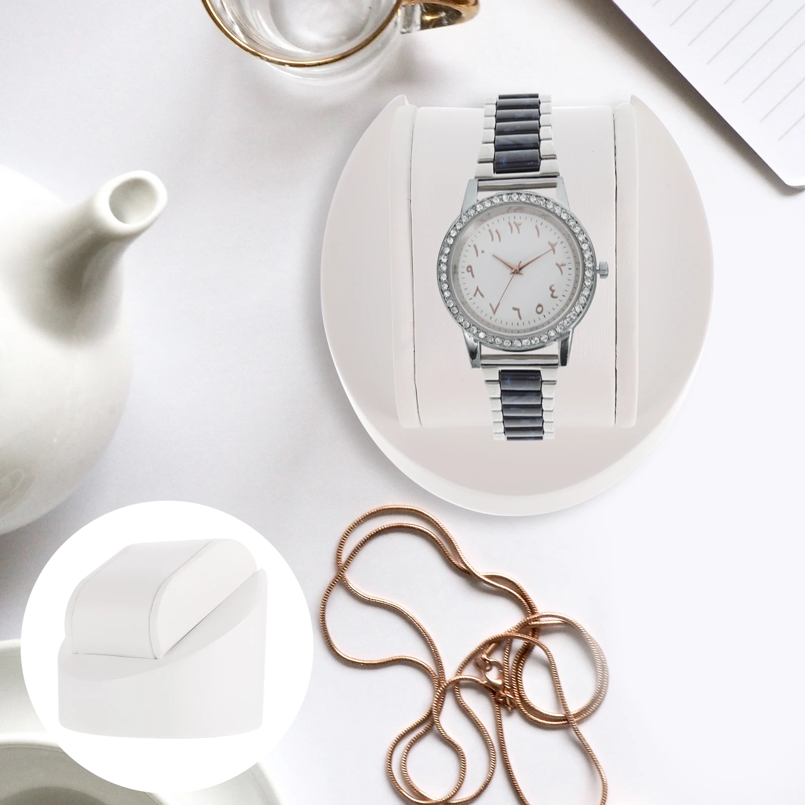 

Watch Display Wrist Watch Holder White Gypsum Base Storage Durable Practical Scratch Proof Suitable Home Store Jewelry