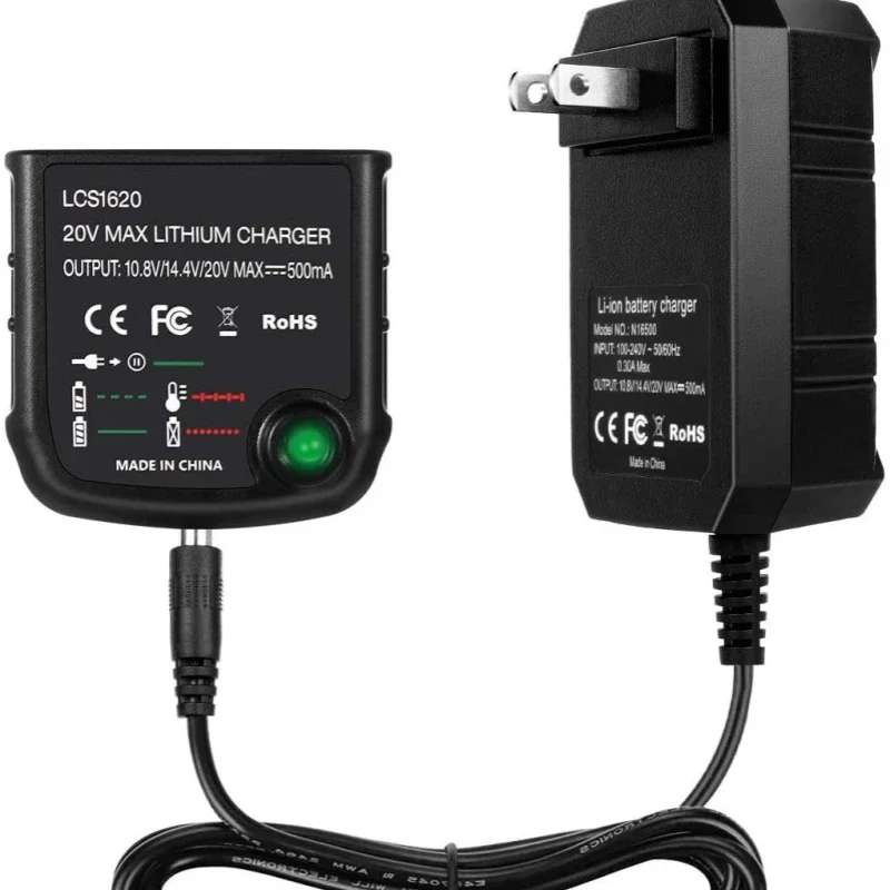 LCS1620 Black & Decker 전동 공구에 적합한 LED 조명이 장착된 새로운 리튬 이온 배터리 12V-18V 충전기 리튬 이온 전기 충전기