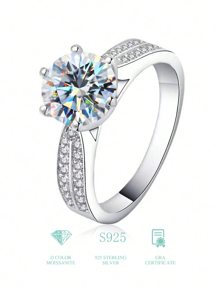 

GRA 1CT Real Moissanite Diamond Engagement Party Daily Wear Rings for Women 925 Sterling Silver Luxury High Quality Fine Jewelry