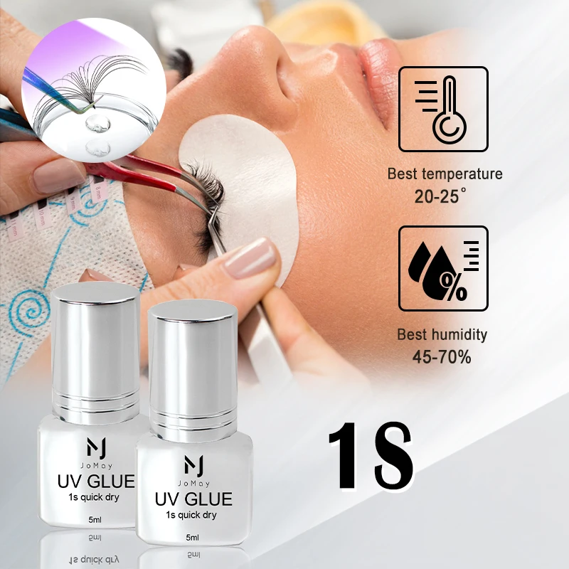 Wodoodporny klej do rzęs UV o długotrwałym działaniu, szybkoschnący w 1 sekundę, mocny klej do przedłużania sztucznych rzęs, miękki klej do przeszczepiania rzęs.