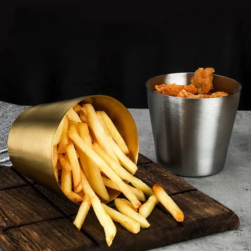 

Beer Mug Tableware Snack Cup French Fries Cup Stainless Steel Fried Snack Cups Kitchen Dining Bar Home Garden