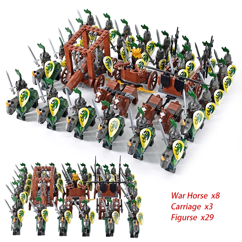 Medieval Figures Middle Ages Rome Infantry Cavalry Soldiers Horse Castle King Dragon Knights Building Blocks Bricks Toys gifts