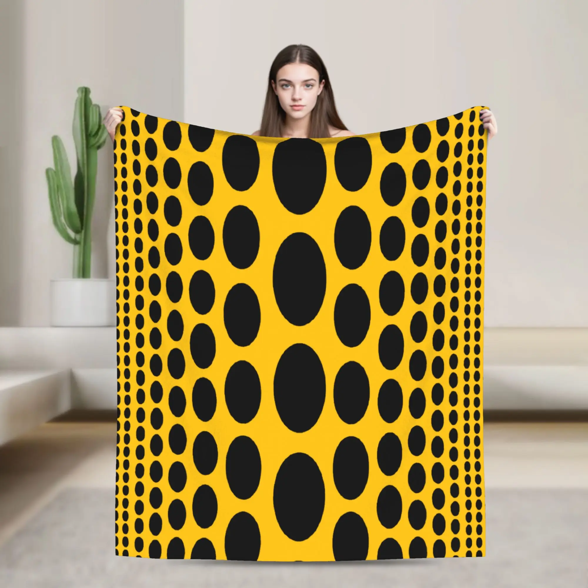 Infinitys Polka Dots Velvet Throw Blankets Yayoi Kusama Blankets for Bed Office Lightweight Plush Thin Quilt