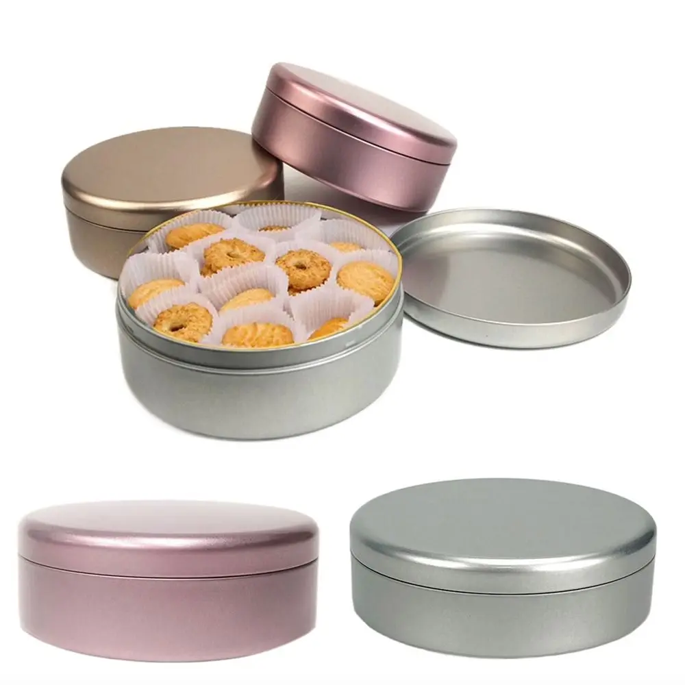 

3Pcs Durable Tinplate Tea Cake Tin Round Simple Cookie Storage Boxes 3 Color Candy Biscuit Packaging Box Chocolate