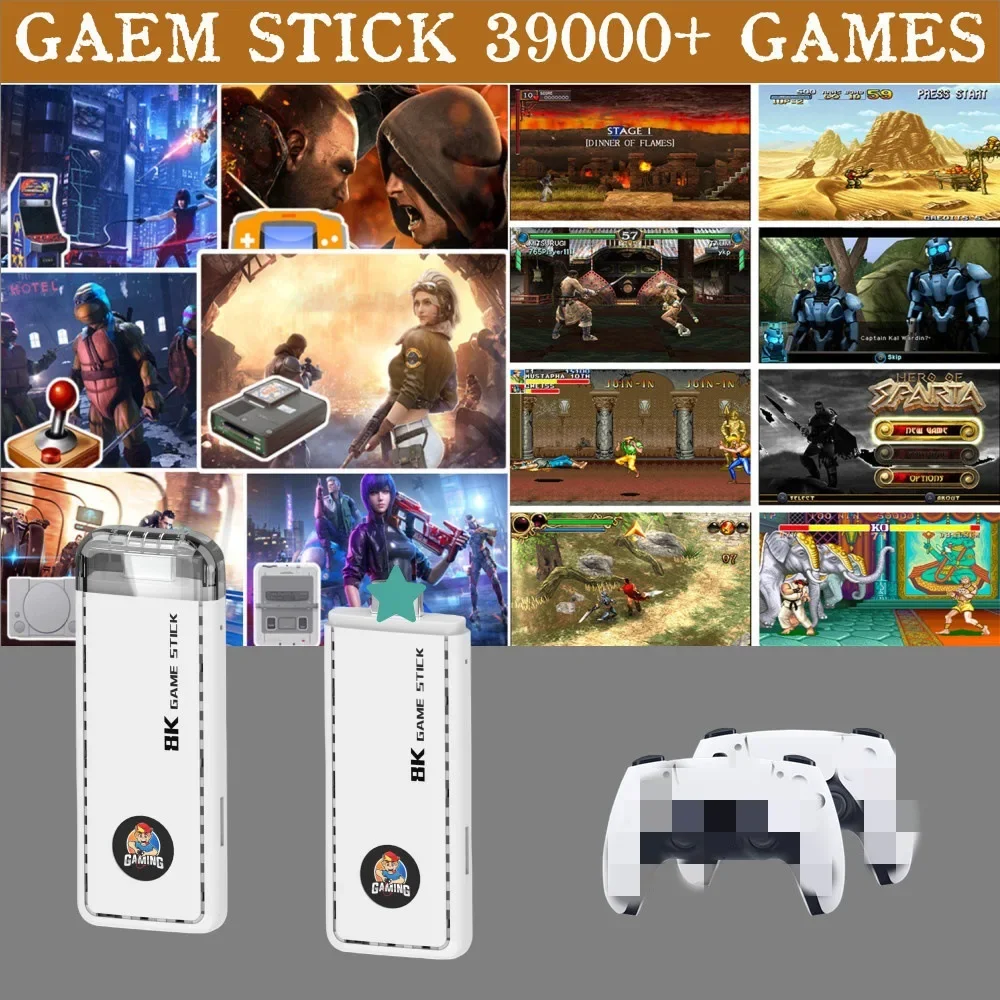 2025 X6 USB video game consoles 2.4G Wireless Controllers  H133 Retro 8K Game stick 15 Simulators 64G 39000+  For PS1/FC/GBA