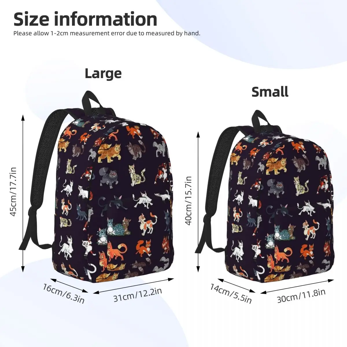 Warrior Cute Cats Lovers Backpack Boy Girl Kids Student School Bookbag Cool Canvas Daypack Preschool Kindergarten Bag Outdoor