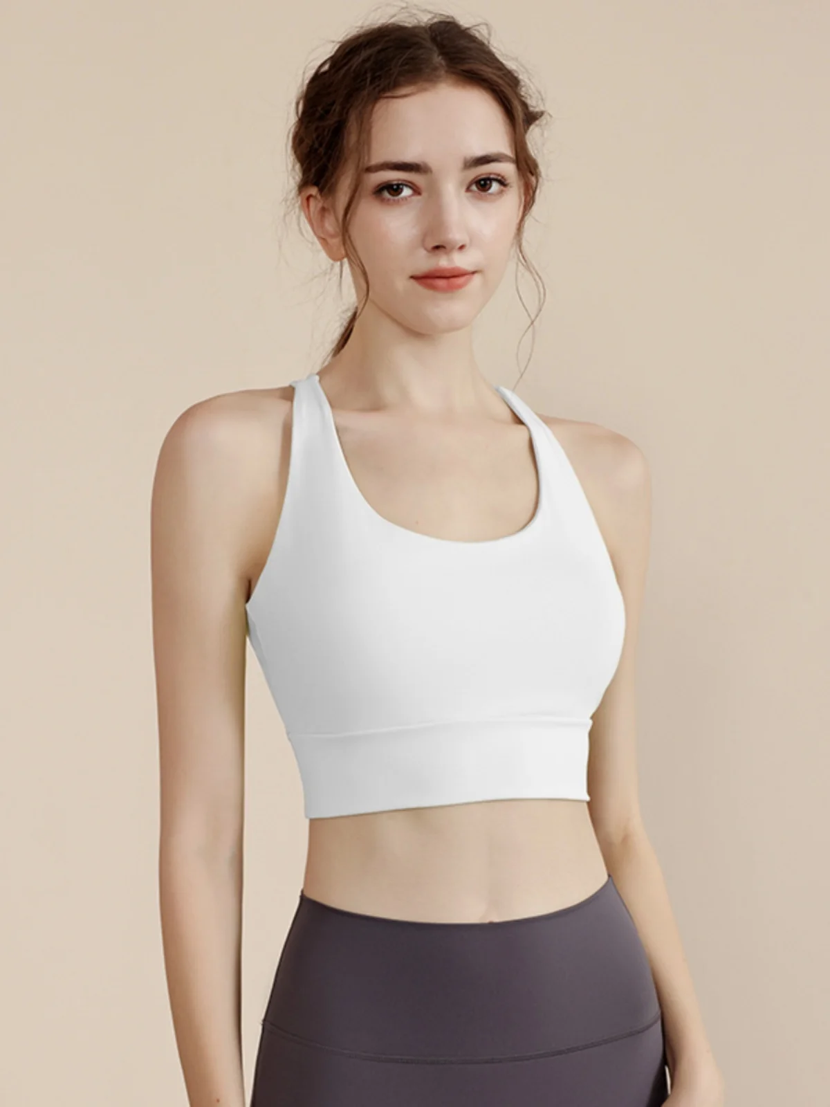 

High Intensi Sports Bra Women's Running o Absorption Yoga Clothes Inteated Beautiful Bal Tank Top Sle Gathered...