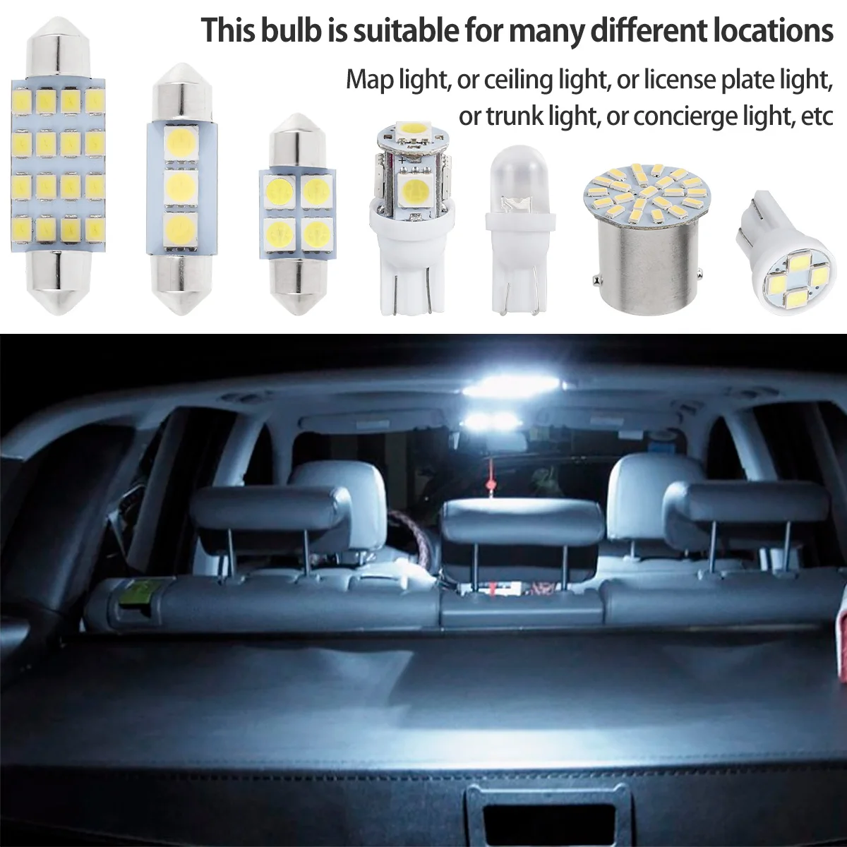 42/20Pcs LED Car Interior Lights T10 6000K SMD LED Xenon White Interior Light Bulbs Replacement License Plate Reading Light Bulb