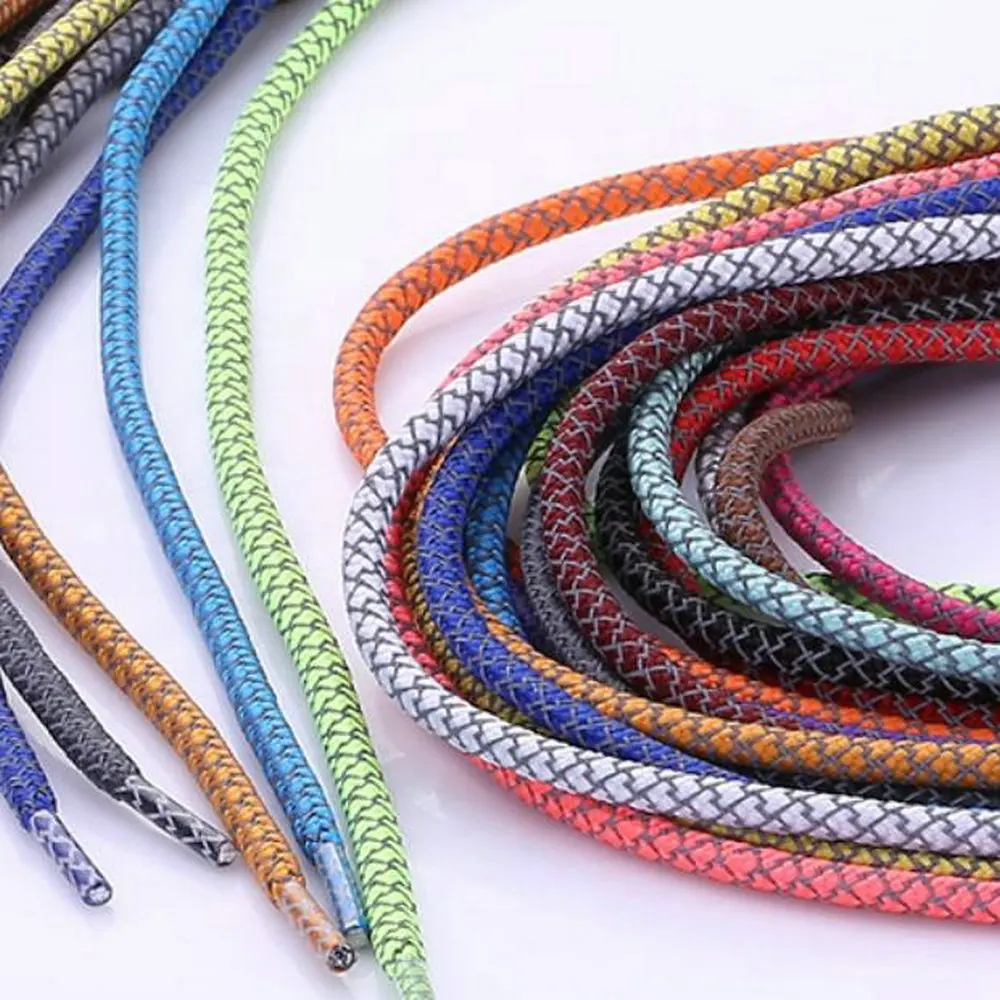 100cm Length Sneaker Accessories Round Custom Polyester Luminous Shoe laces Glitter Yeeazy Reflective Rope Shoelaces